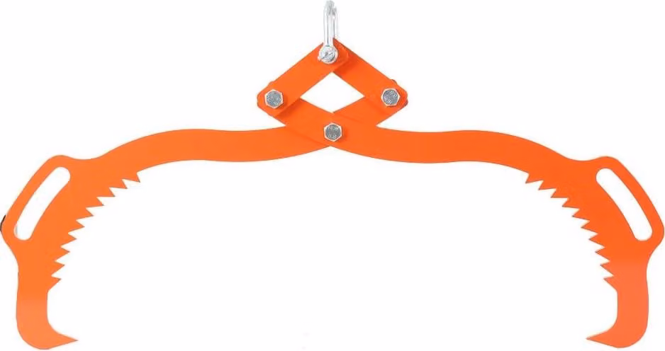 Pinza per tronchi - Pinza per sollevamento tronchi - Capacità di carico 600 kg - Apertura 63,5 cm - Gancio antiscivolo - Metallo - Arancione