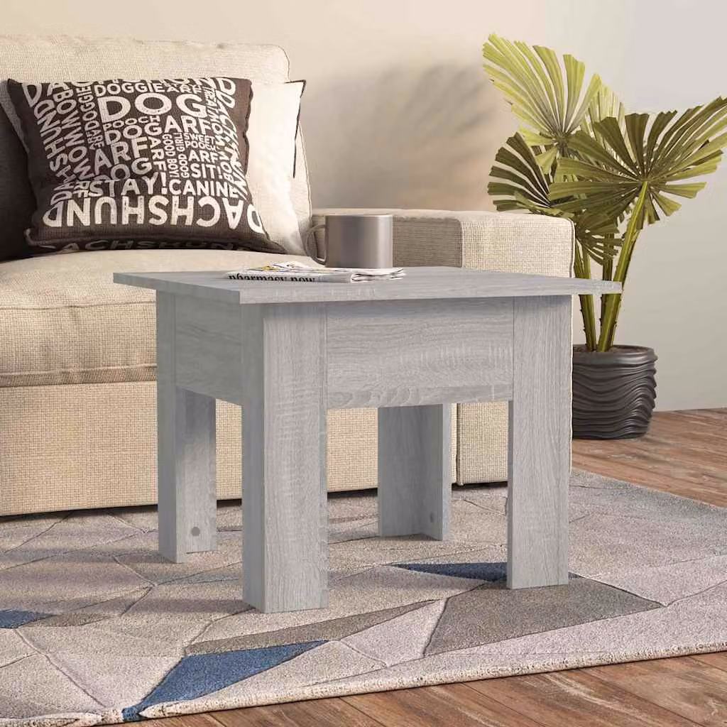 vidaXL Tavolino da Salotto Moderno Quadrato Grigio in MDF Laminato L/P/H: 55 x 55 x 42 cm