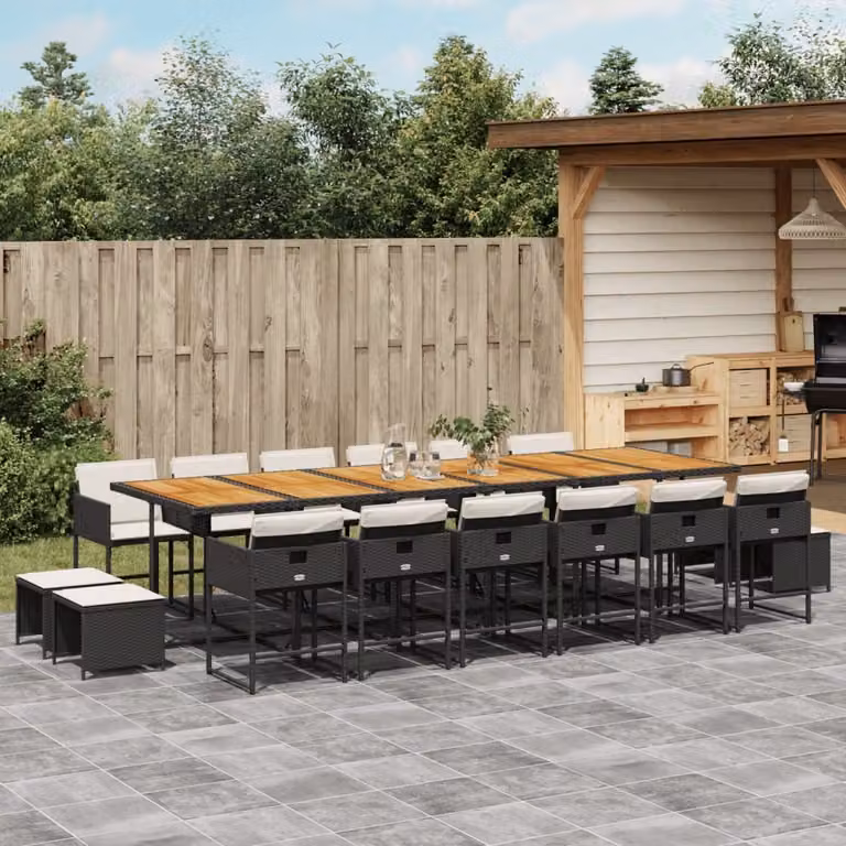 Maison Exclusive - Set da Pranzo da Giardino 17 pz con Cuscini Nero in Polyrattan