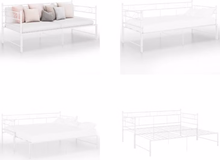 vidaXL Struttura per divano letto allungabile in metallo bianco 90x200 cm - Struttura per divano letto - Telai per divano letto - Divano letto - Divano con letto estraibile