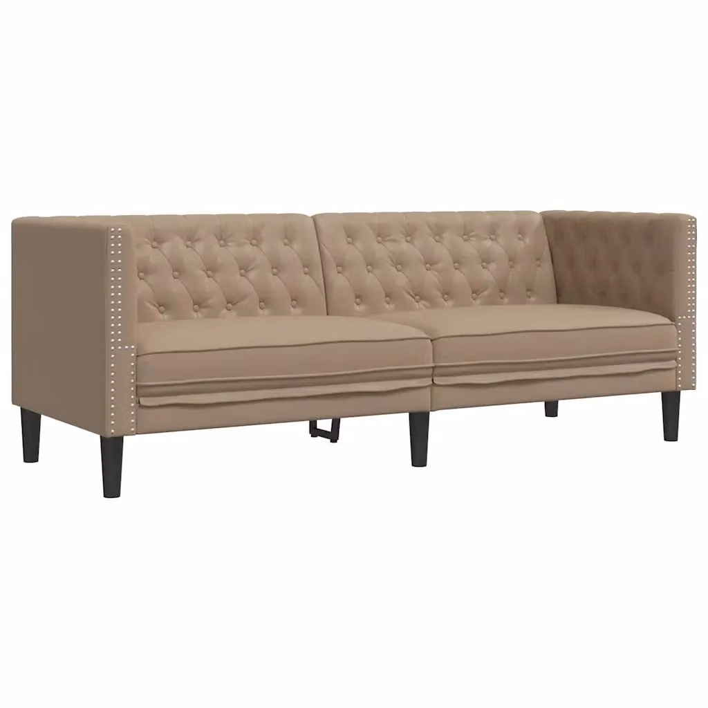 Poltrona Chesterfield a 3 posti vidaXL in similpelle beige L: 194 cm, P: 74,5 cm, H: 70,5 cm – 2