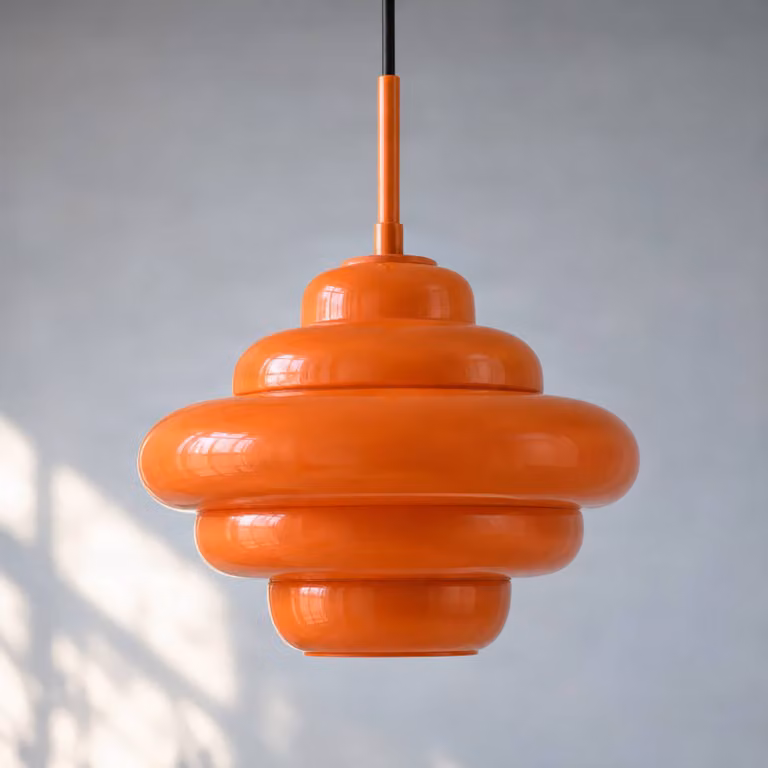 Lampada a sospensione Leilani Lucande, dimmerabile, Giallo / Arancione, Soggiorno / Sala da pranzo, Vetro, Design, Lampada a sospensione