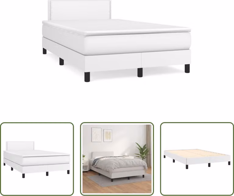 The Living Store Letto a molle con materasso bianco 120x190 cm in Pelle finta