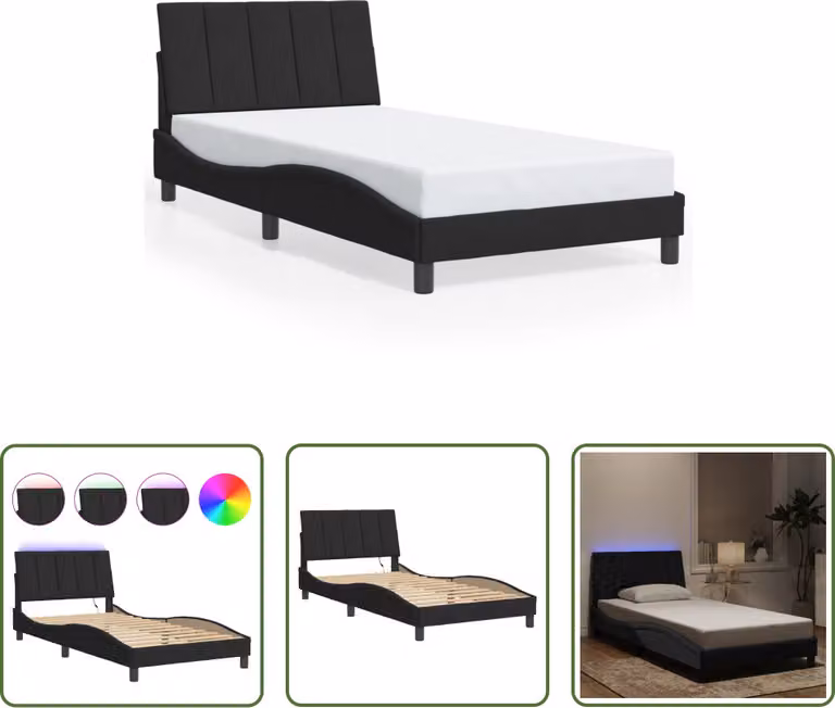 The Living Store Giroletto con luci LED nero 100x200 cm in velluto