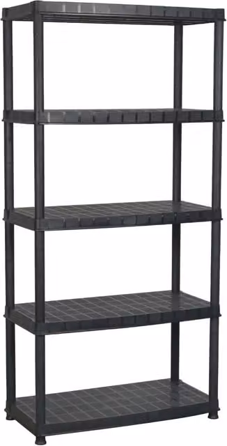 Scaffale portaoggetti a 5 ripiani 85 x 40 x 185 cm Plastica nera 02_0045707