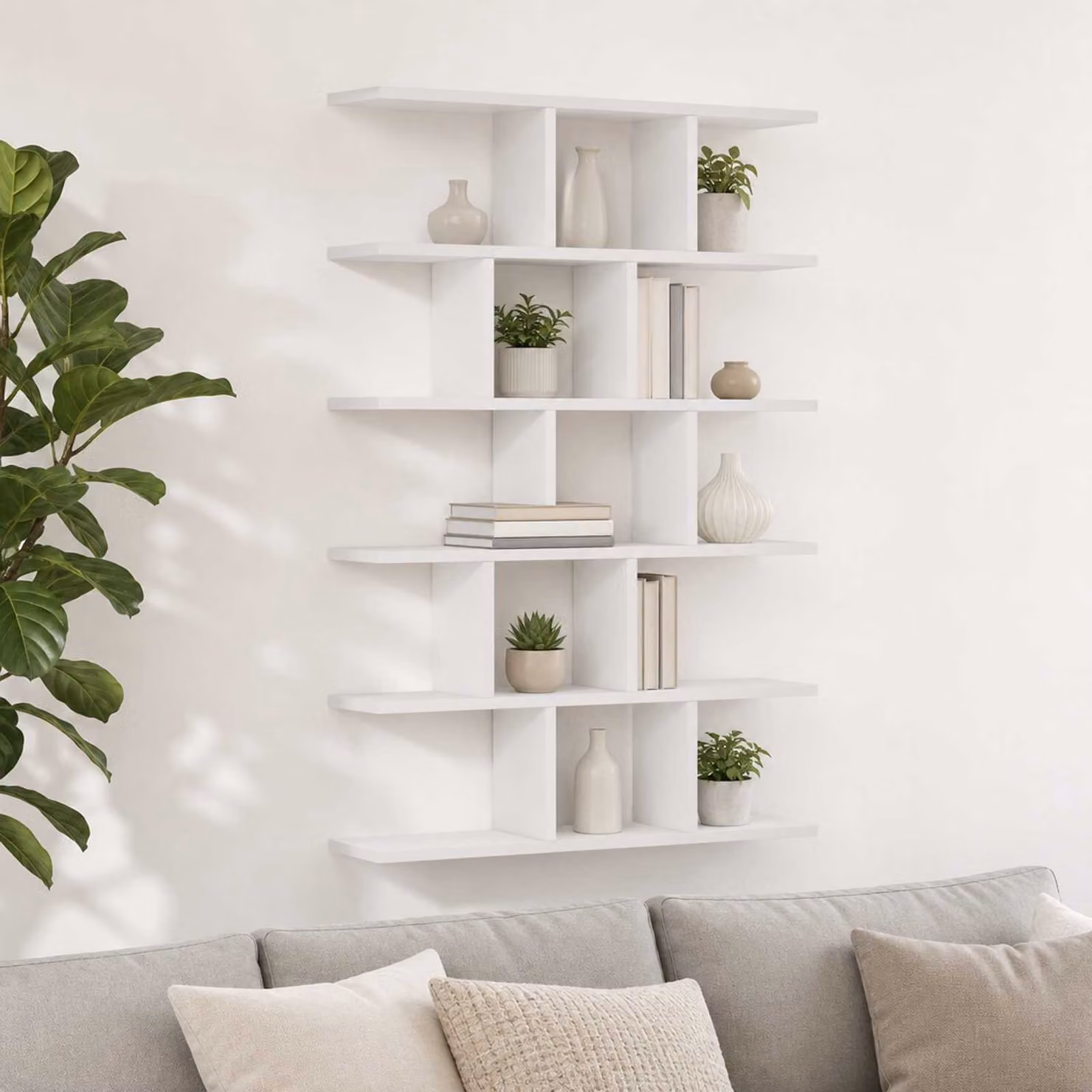 Scaffale da parete moderno vidaXL in legno bianco L: 70 cm, P: 17 cm, H: 101 cm