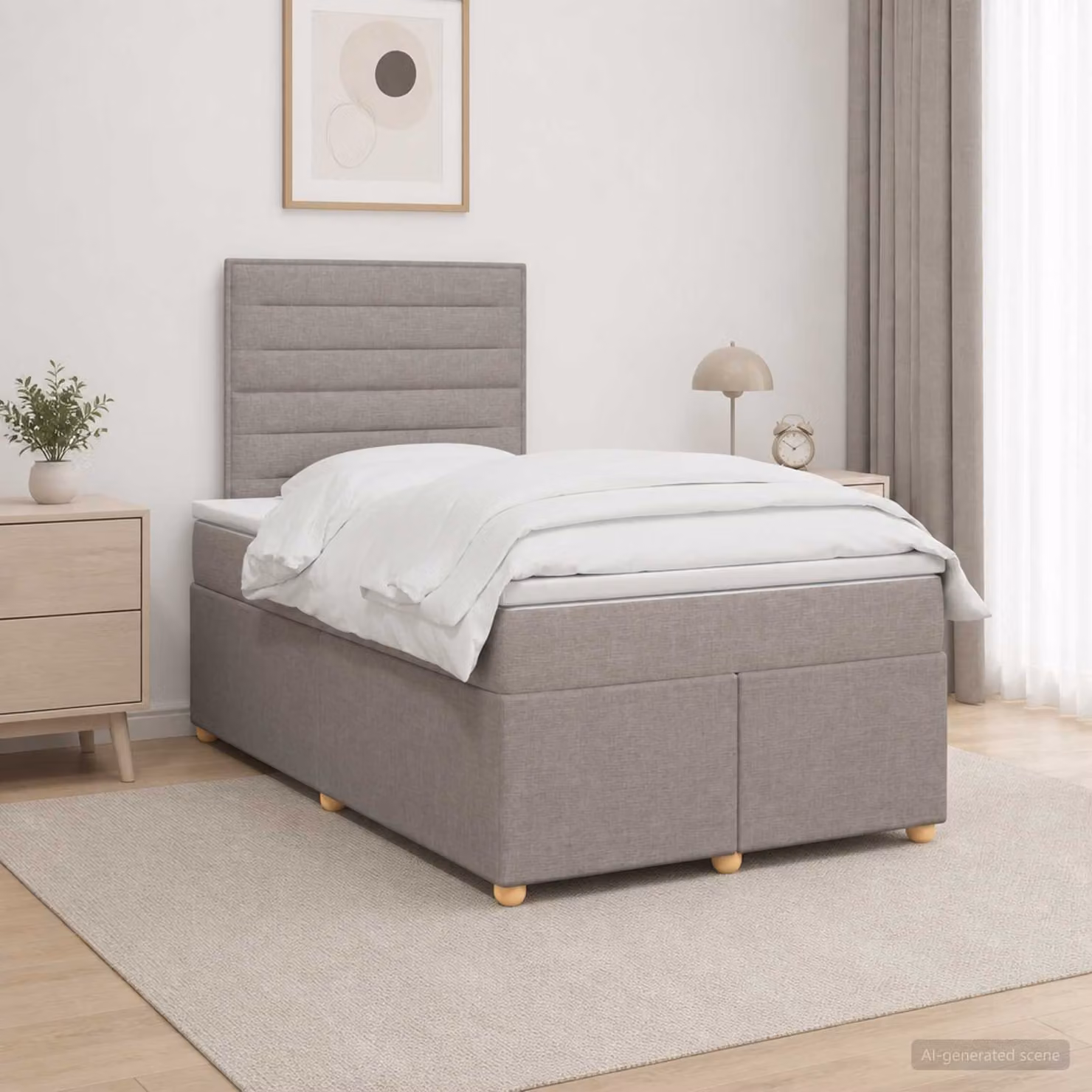Letto box spring ibrido vidaXL con materasso a molle insacchettate, colore beige o grigio, L/P: 120 x 200 cm