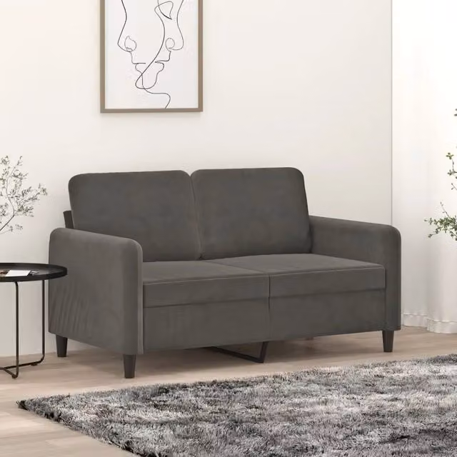 Divano a 2 Posti grigio scuro 120 cm in Velluto 349034