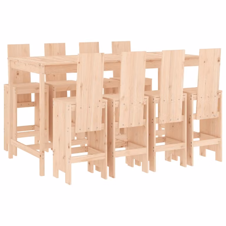 Set Bar da Giardino 9 pz in Legno Massello di Pino
