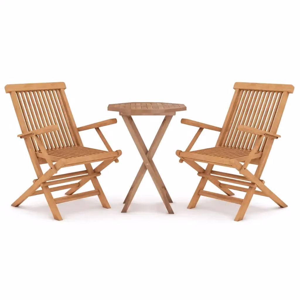 Set da pranzo per giardino e terrazzo vidaXL in legno di teak marrone composto da 3 pezzi con piano pieghevole – 2