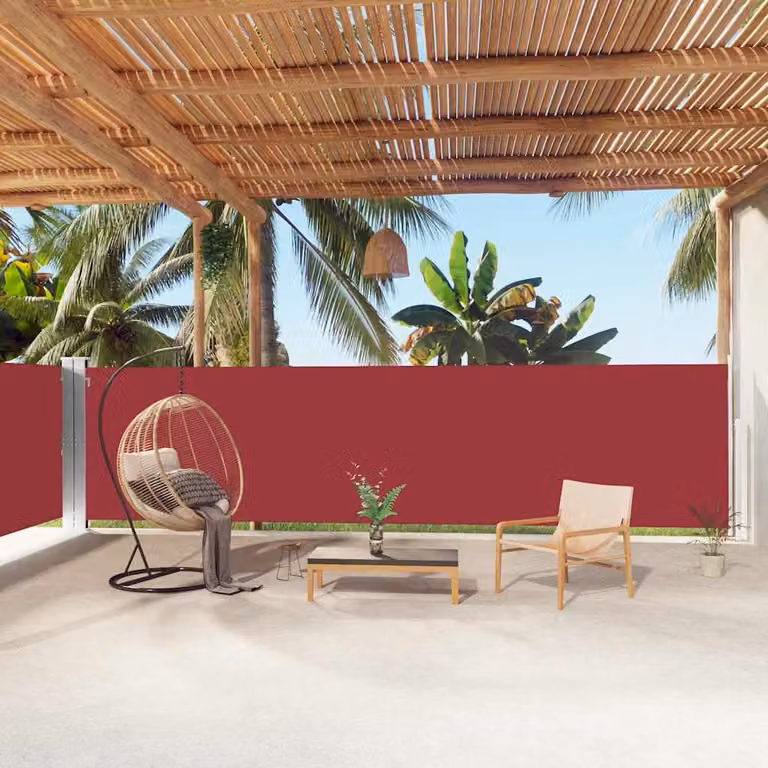 Tenda Laterale Retrattile vidaXL Rossa in Poliestere con Supporto Autoportante L: 1000 cm, H: 160 cm
