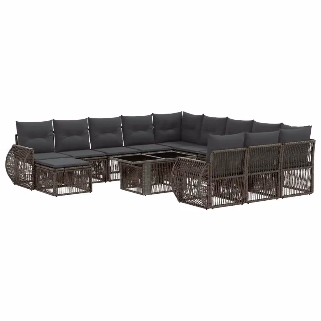 Set Divano da Giardino a Forma a U vidaXL in Polyrattan Grigio e Antracite con Cuscini e Tavolino da Esterno – 2