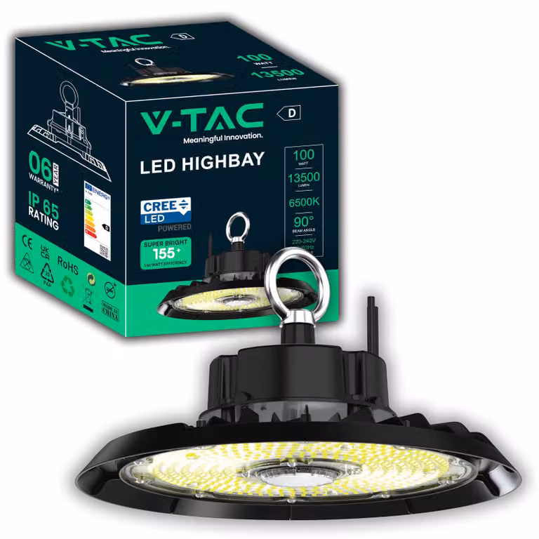 Lampada da lavoro a LED, 100W, modello UFO, 13500 lumen, IP65, luce bianca fredda, 6500K