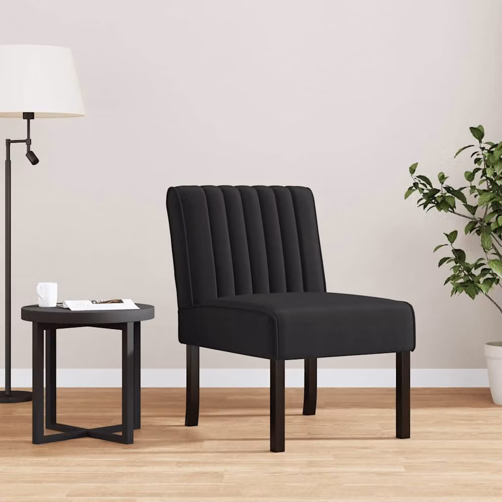 Sedia Pantofola vidaXL in velluto nero con struttura in legno e plastica, H 72 cm x L 64 cm x P 48 cm