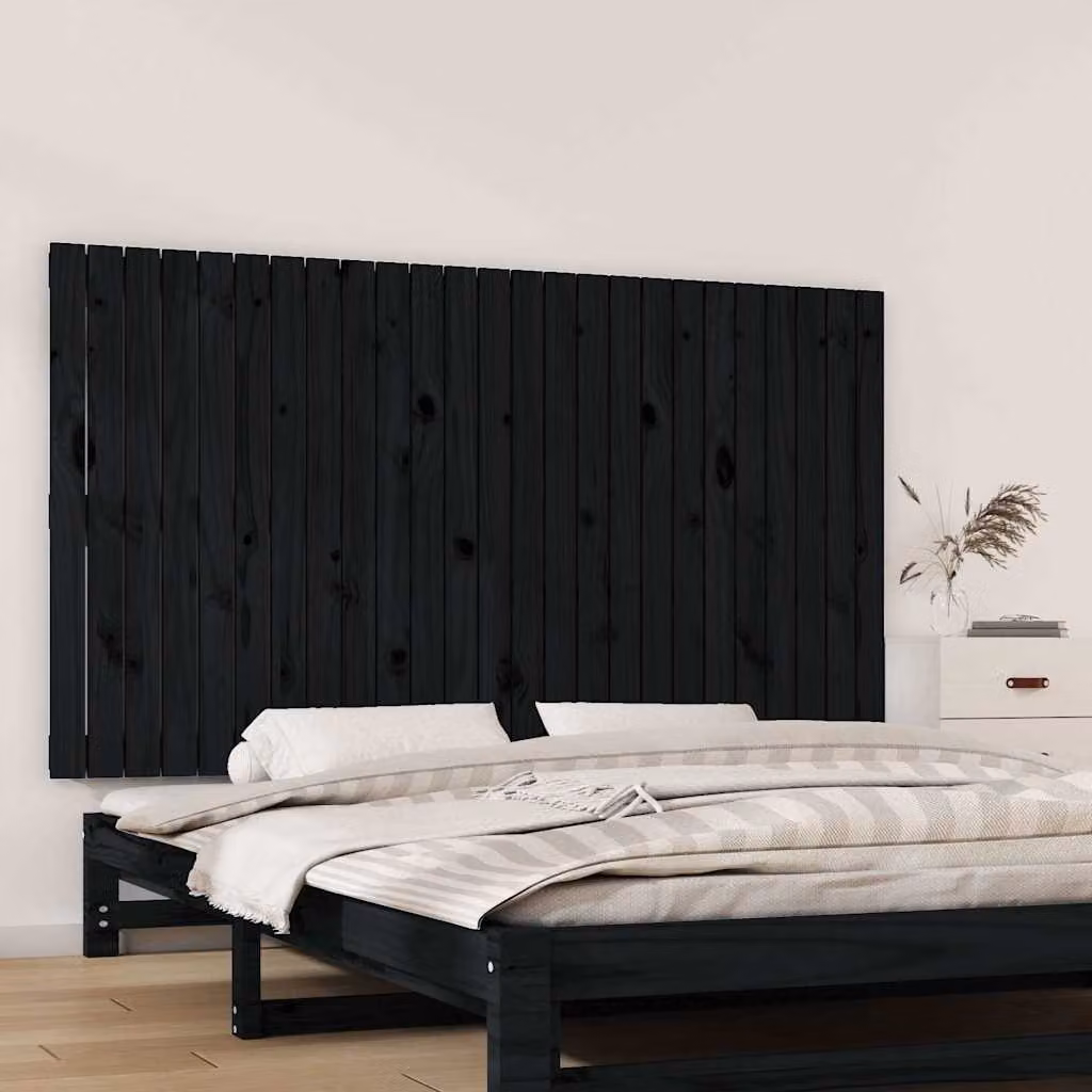 Testiera da parete vidaXL in legno massello di pino nero, L 159,5 x P 3 x H 90 cm