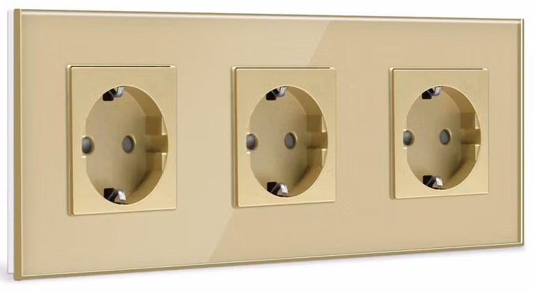 Prese di corrente Schuko da 16 A, lunghezza 228 mm, realizzata in vetro cristallo, facile da installare, ideale per la cucina