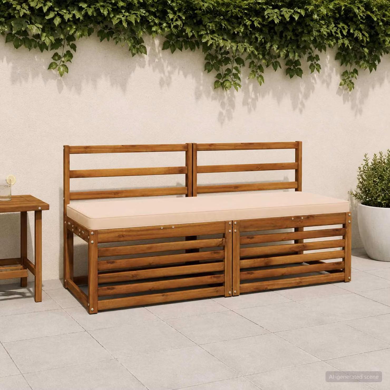 Cuscino per Panchina vidaXL VUGHT in Poliestere, Colore Beige, con Rivestimento Rimovibile e Resistente ai Raggi UV