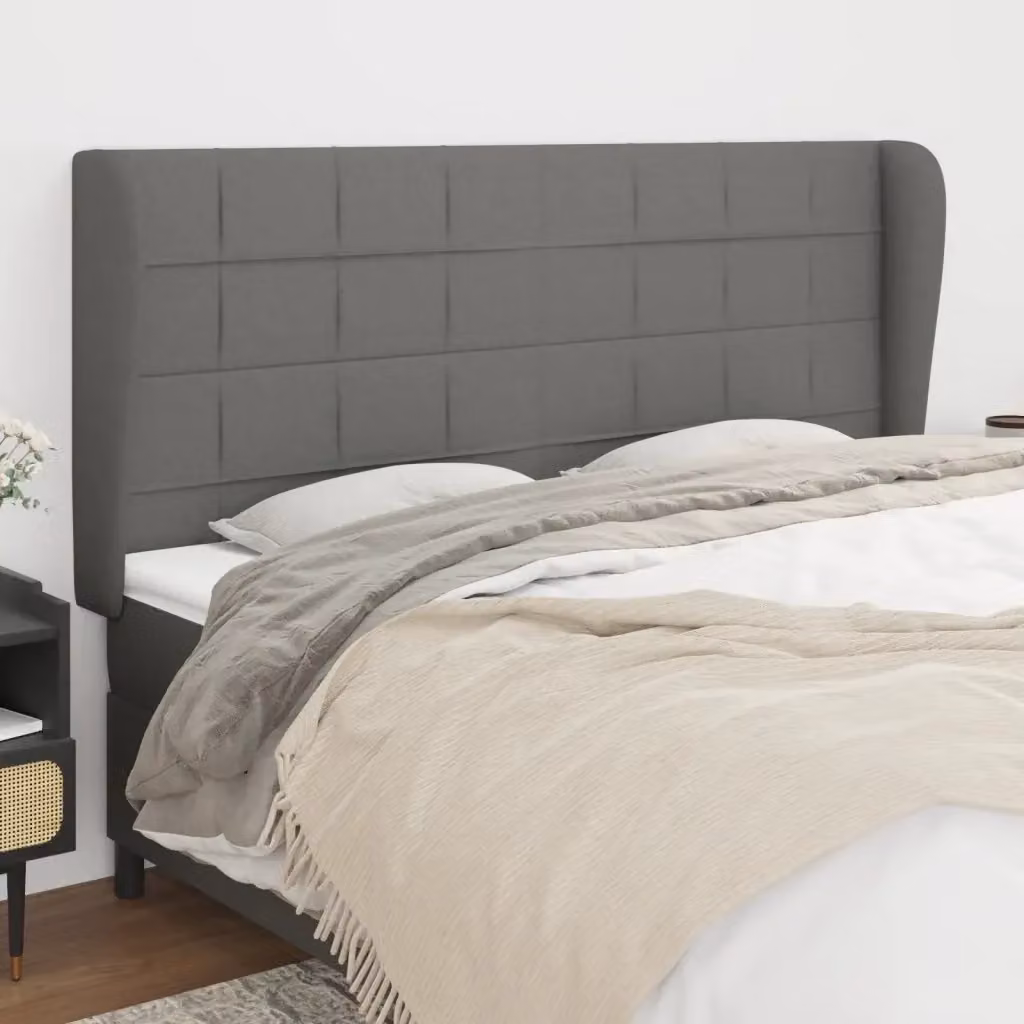 Testiera ad orecchio in tessuto grigio scuro L: 183 cm, P: 23 cm, H: 118/128 cm – 2