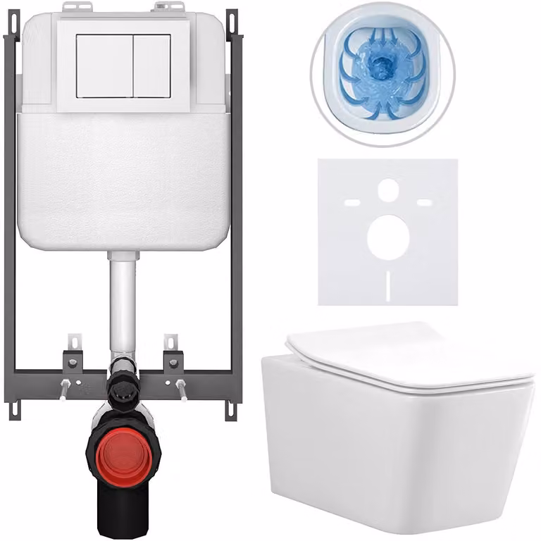CERANO - Set WC da incasso Forte - bianco lucido - pulsante Prime/Maxio, bianco - da incasso - 51x36 cm