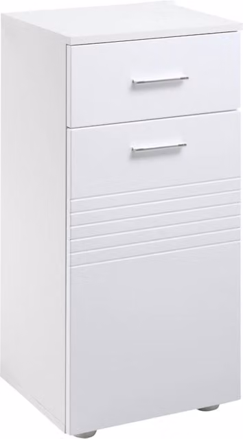 Mobile da Bagno Minimal con Cassetto e Armadietto in Legno Bianco L/P/H: 35 x 30 x 77.5 cm