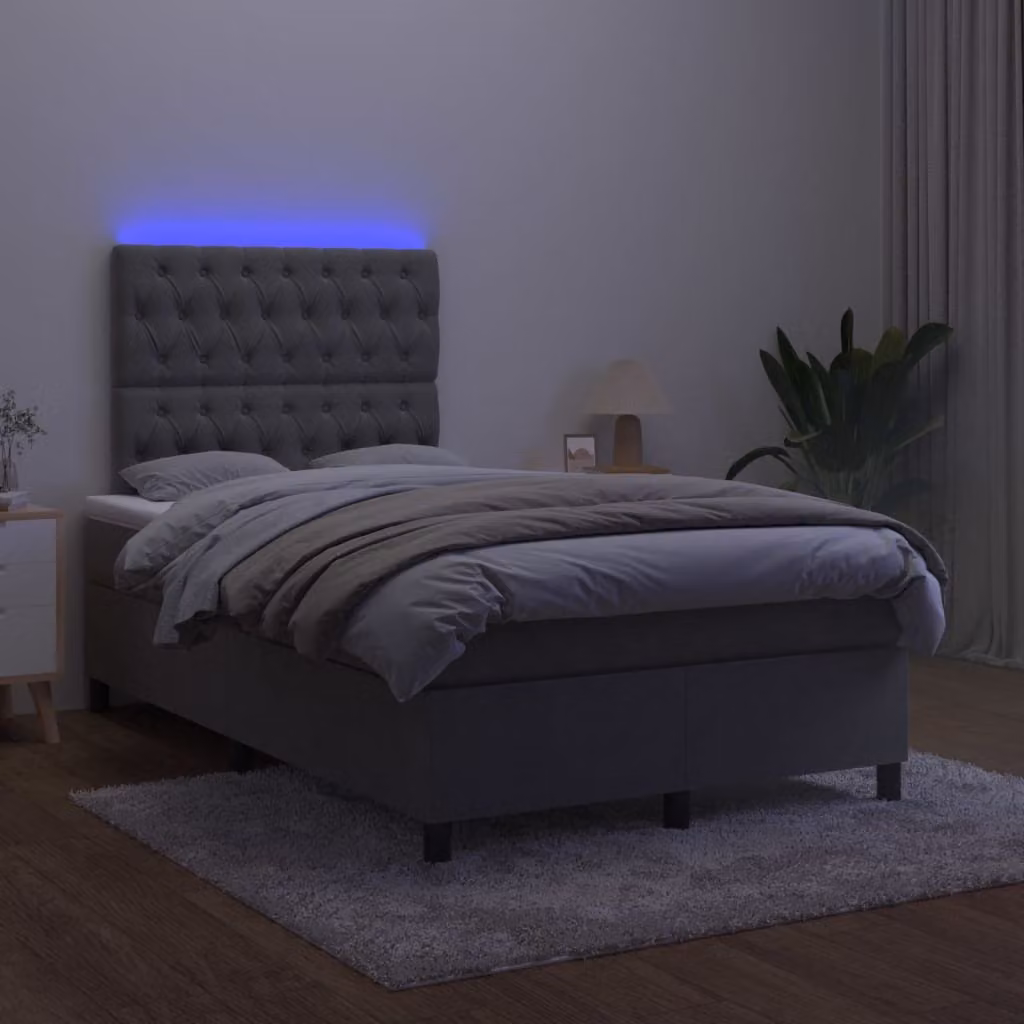 Maison Exclusive - Letto a Molle con Materasso e LED Grigio Scuro 120x200 cm