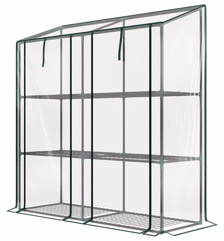Mini serra con 3 livelli e 6 ripiani | Colore: Trasparente | Dimensioni: 46x143x141/151 cm