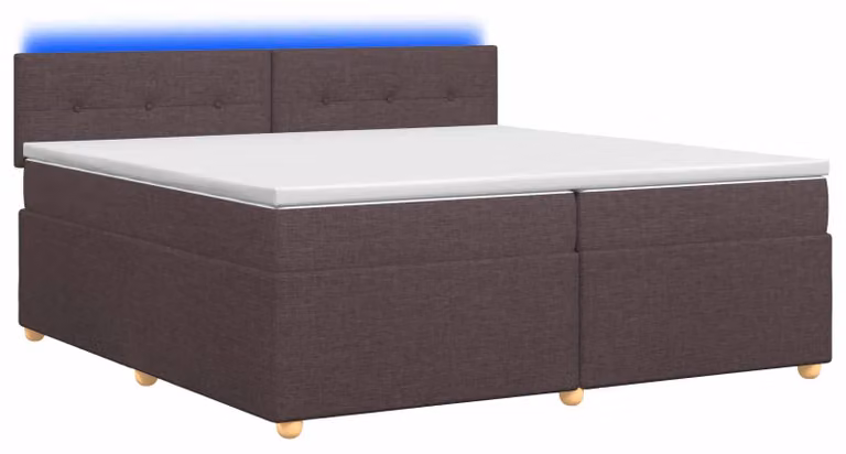 Letto a molle con materasso marrone scuro 200 x 200 cm in tessuto
