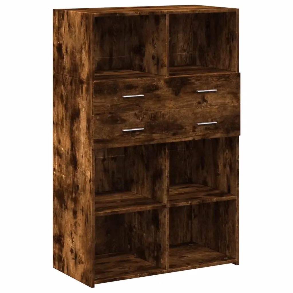 Credenza moderna vidaXL in legno multistrato color rovere fumo L: 80 cm, P: 42,5 cm, H: 124 cm – 2