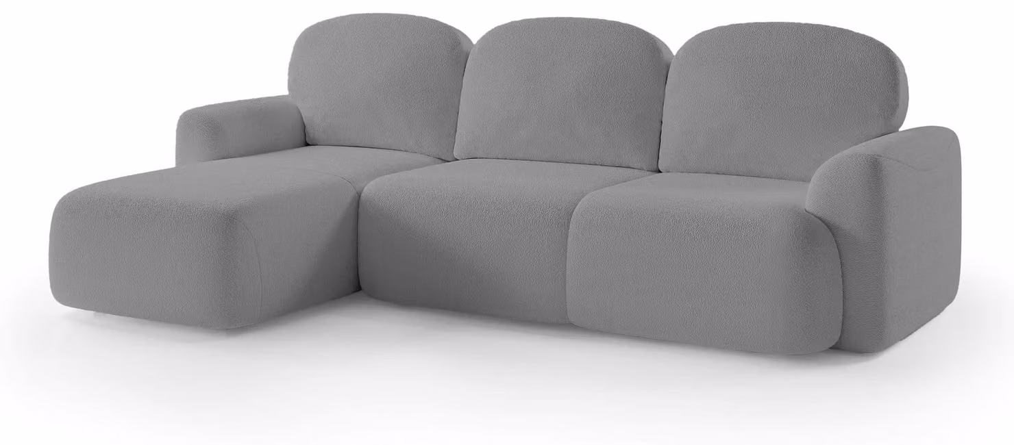 Divano a tre posti con funzione letto, modello Bulu, rivestito in tessuto color grigio pietra
