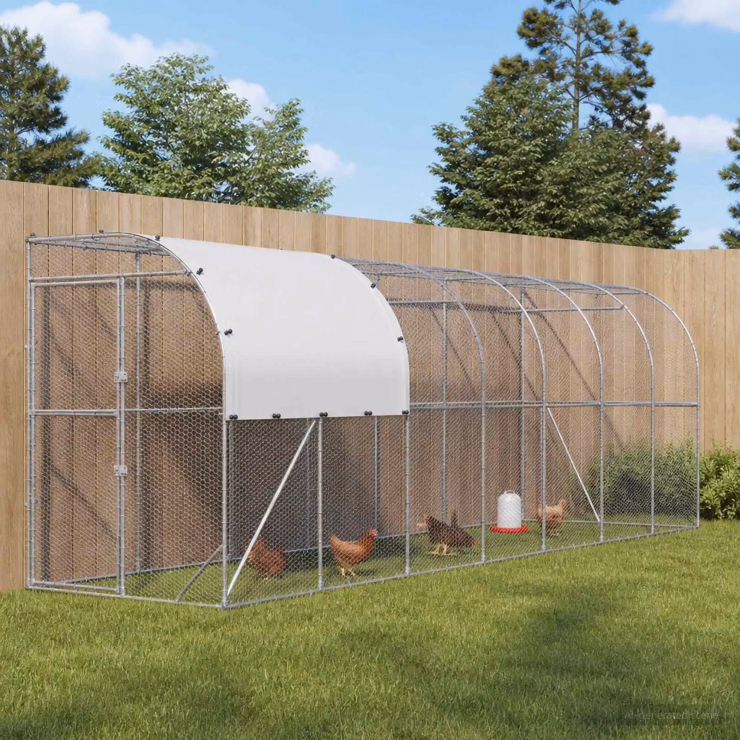 vidaXL Gabbia per Polli Contro il Muro Argento 800 x 100 x 215 cm