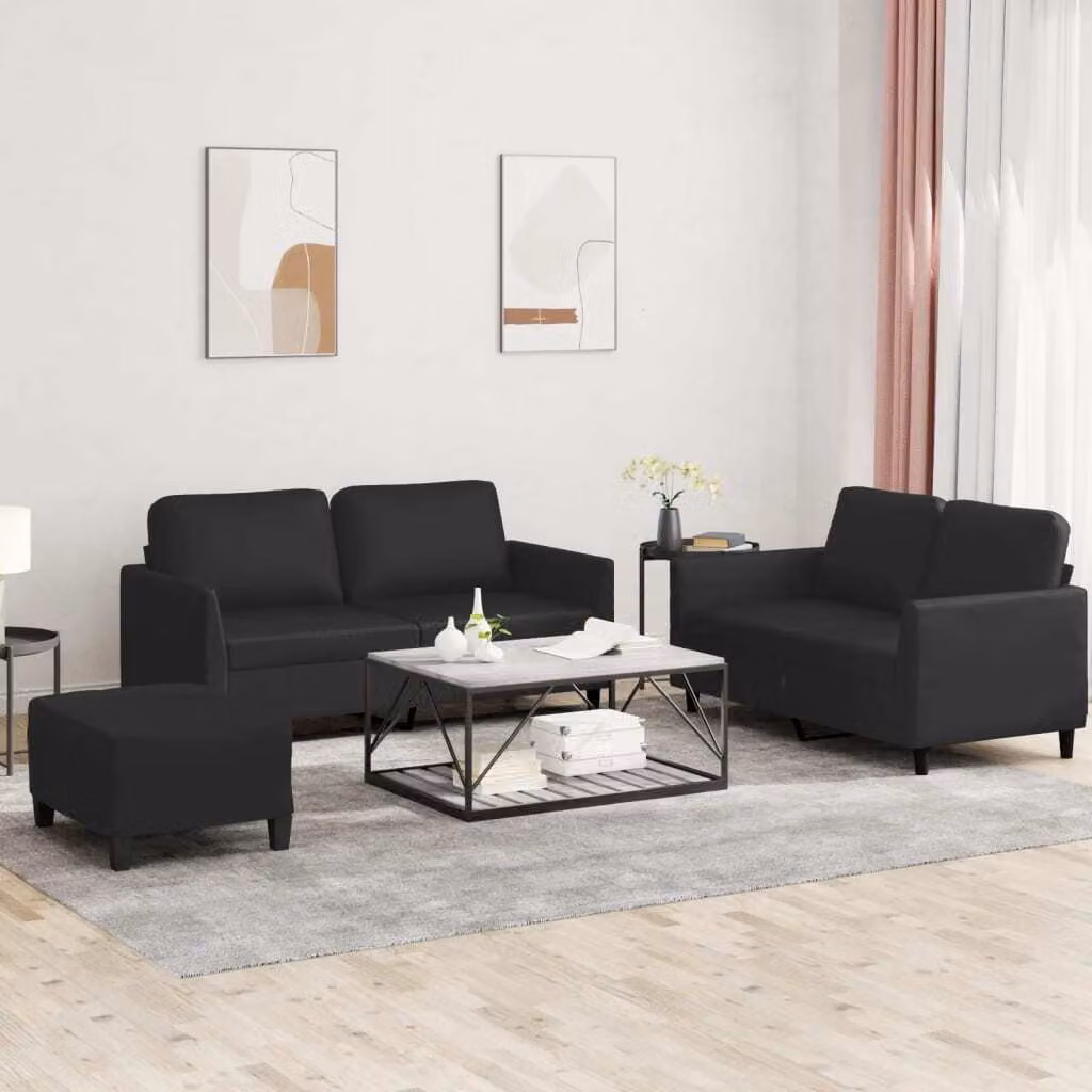 Maison Exclusive - Set divano 3 pezzi con cuscini in ecopelle nera