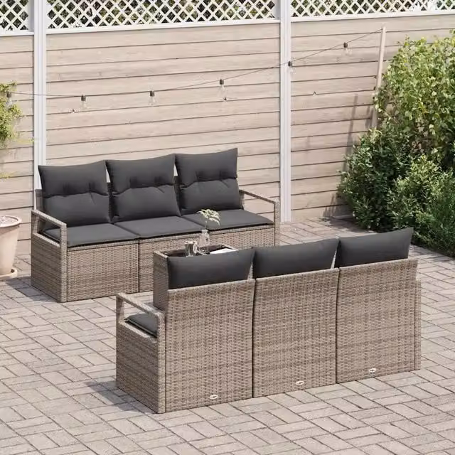 Set di divani 7 pz 6-Numero di posti Grigio polyrattan 3346269