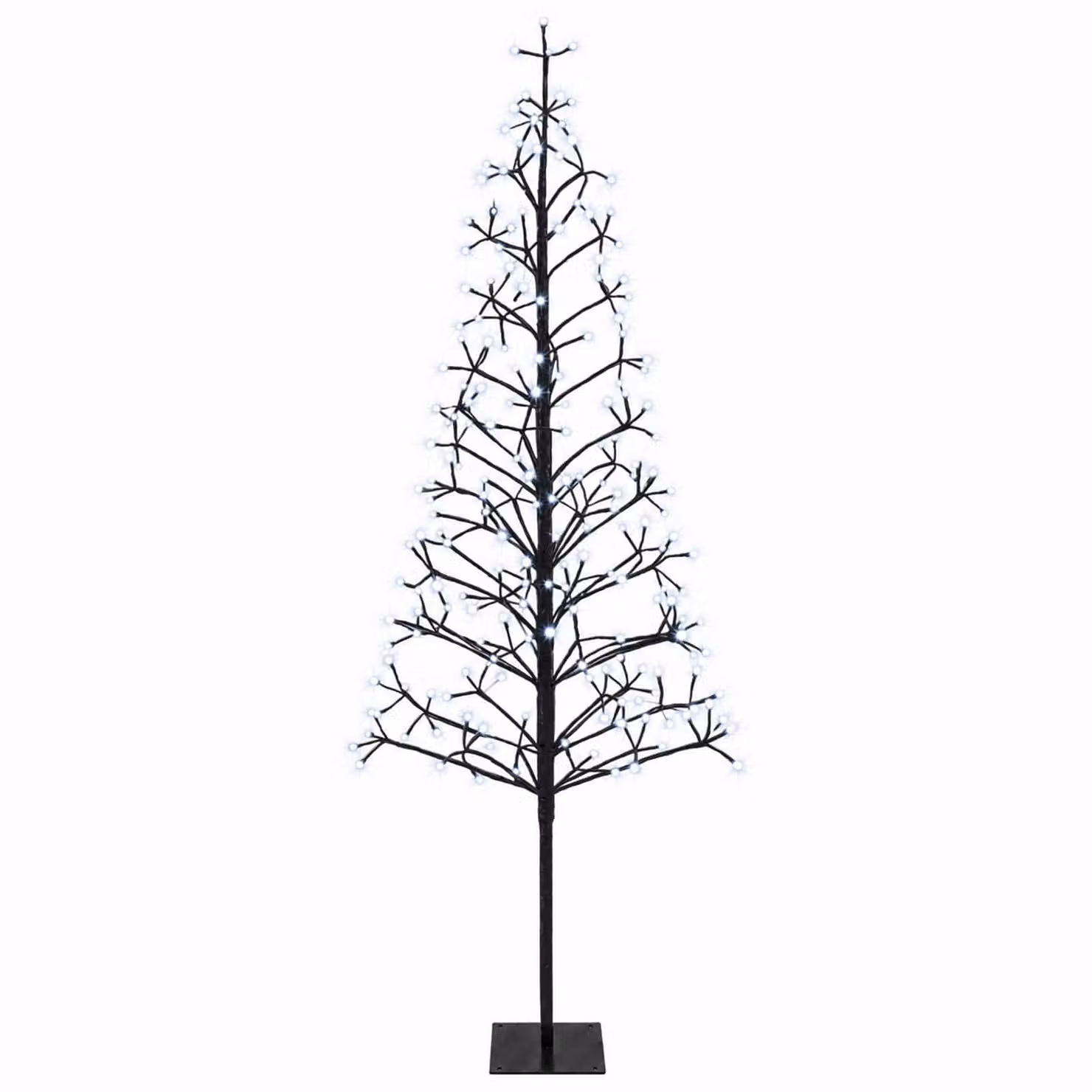 vidaXL Albero di Natale con luci LED Nero 180 cm Acciaio 196 LED