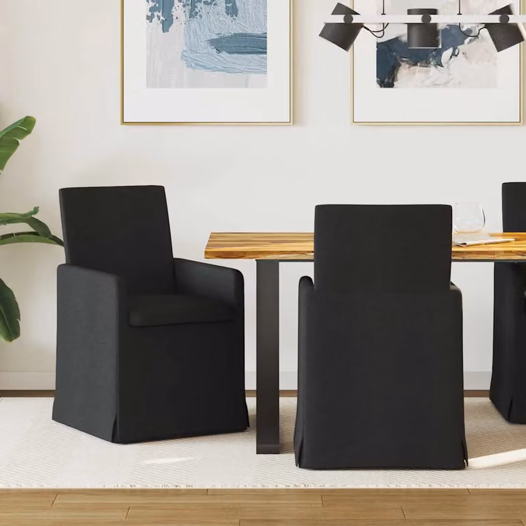 Set di 2 sedie da pranzo vidaXL in tessuto nero, L 57 cm x P 68 cm x H 94 cm