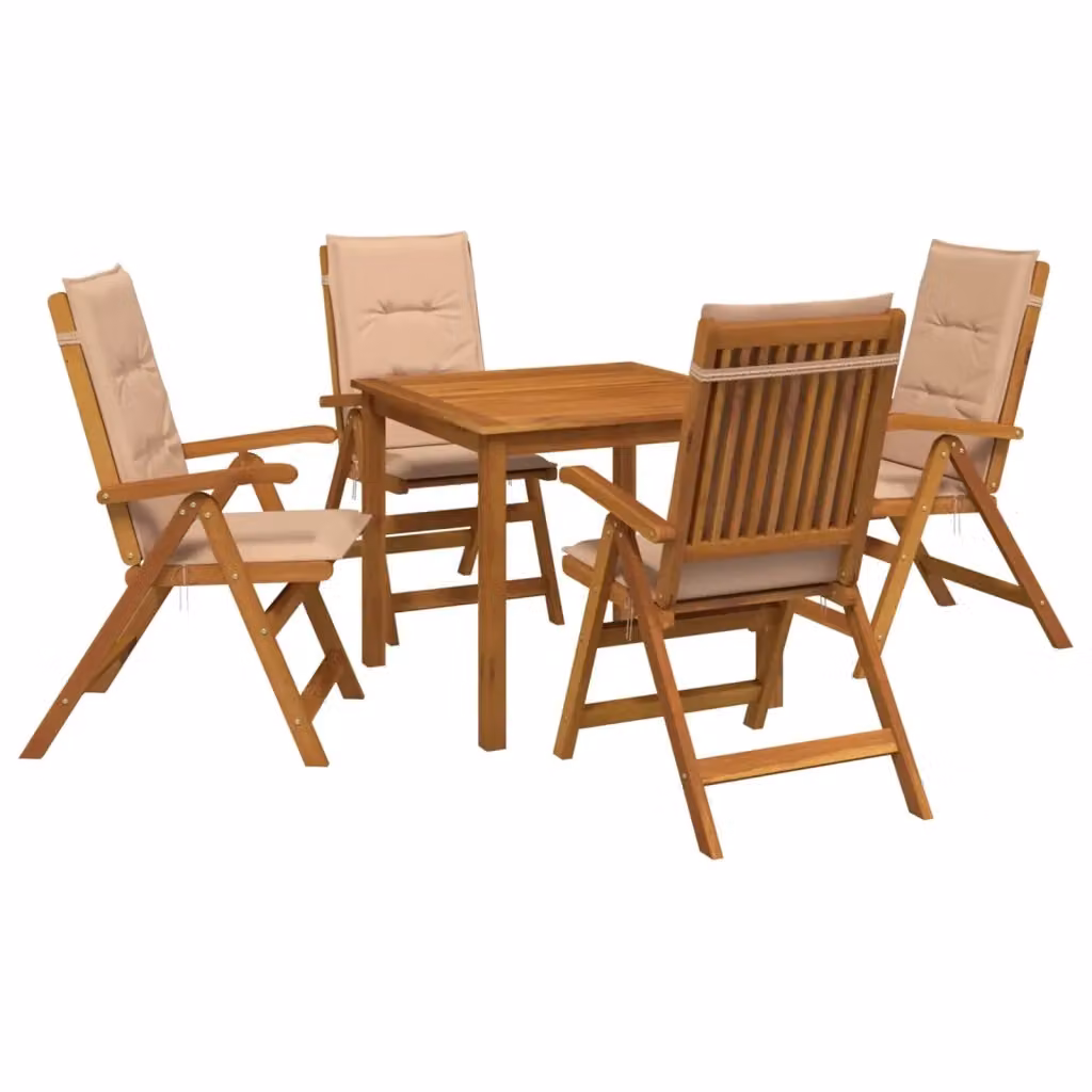 Set da pranzo da giardino vidaXL in legno di acacia oliato, 5 pezzi, 4 posti, beige – 2