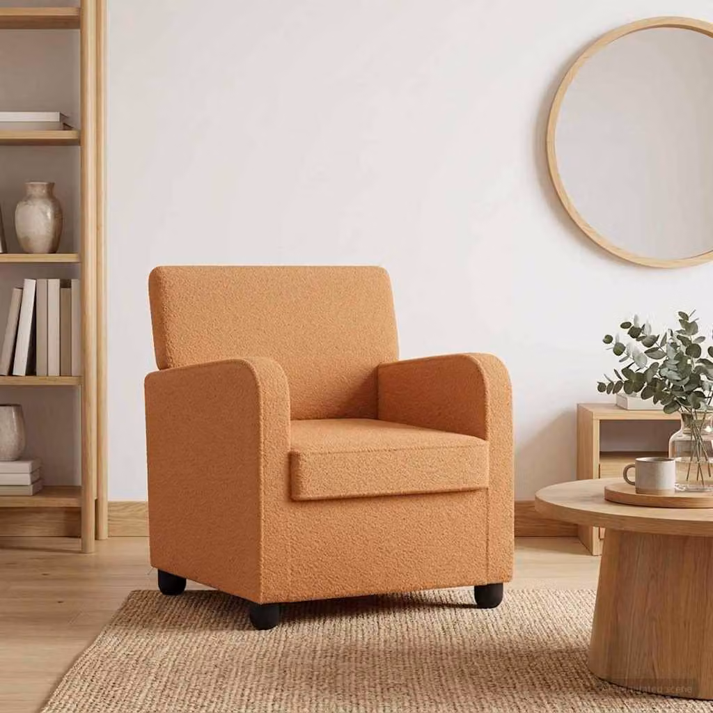 Poltrona moderna vidaXL in pelliccia sintetica di agnello beige con braccioli