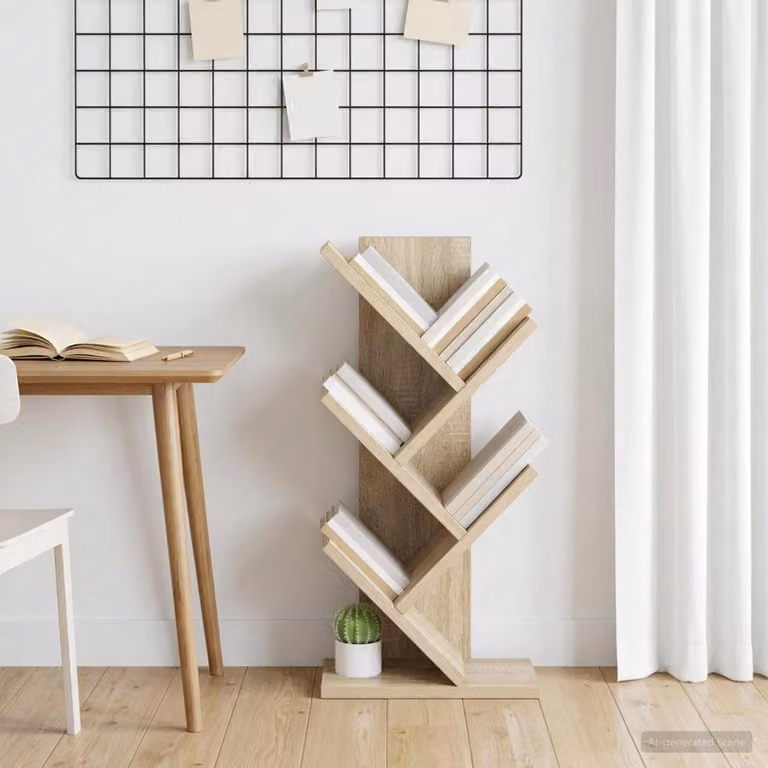 Libreria ad Albero vidaXL con 4 Ripiani, Colore Rovere Sonoma, L 30 x P 18 x H 60 cm