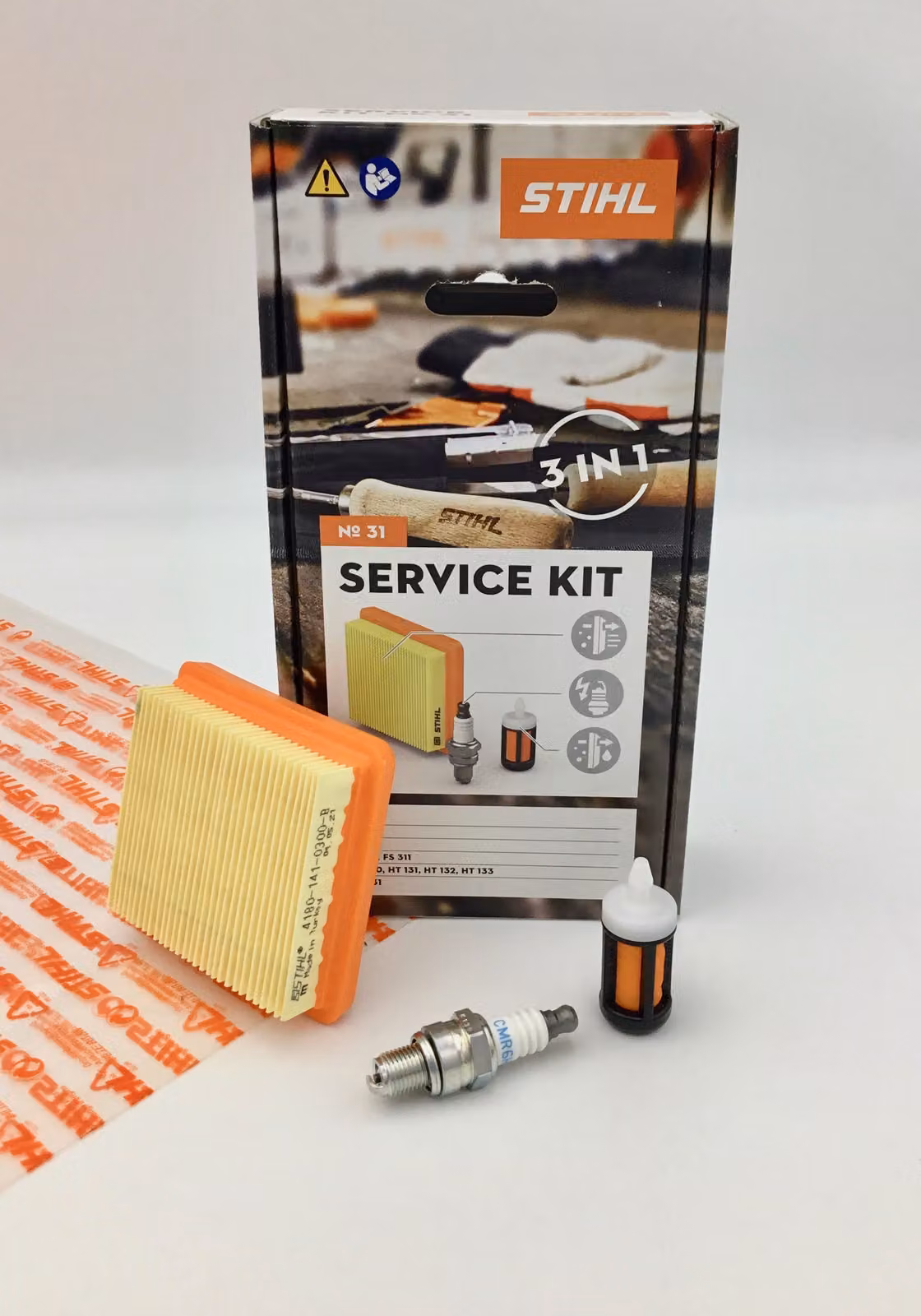 Kit di manutenzione STIHL 31 BT 131, FB 131, FR 131, FS 131, FS 311, HT 130, HT 131, HT 132, HT 133, KM 131 41800074103 Filtro, Zündkerze