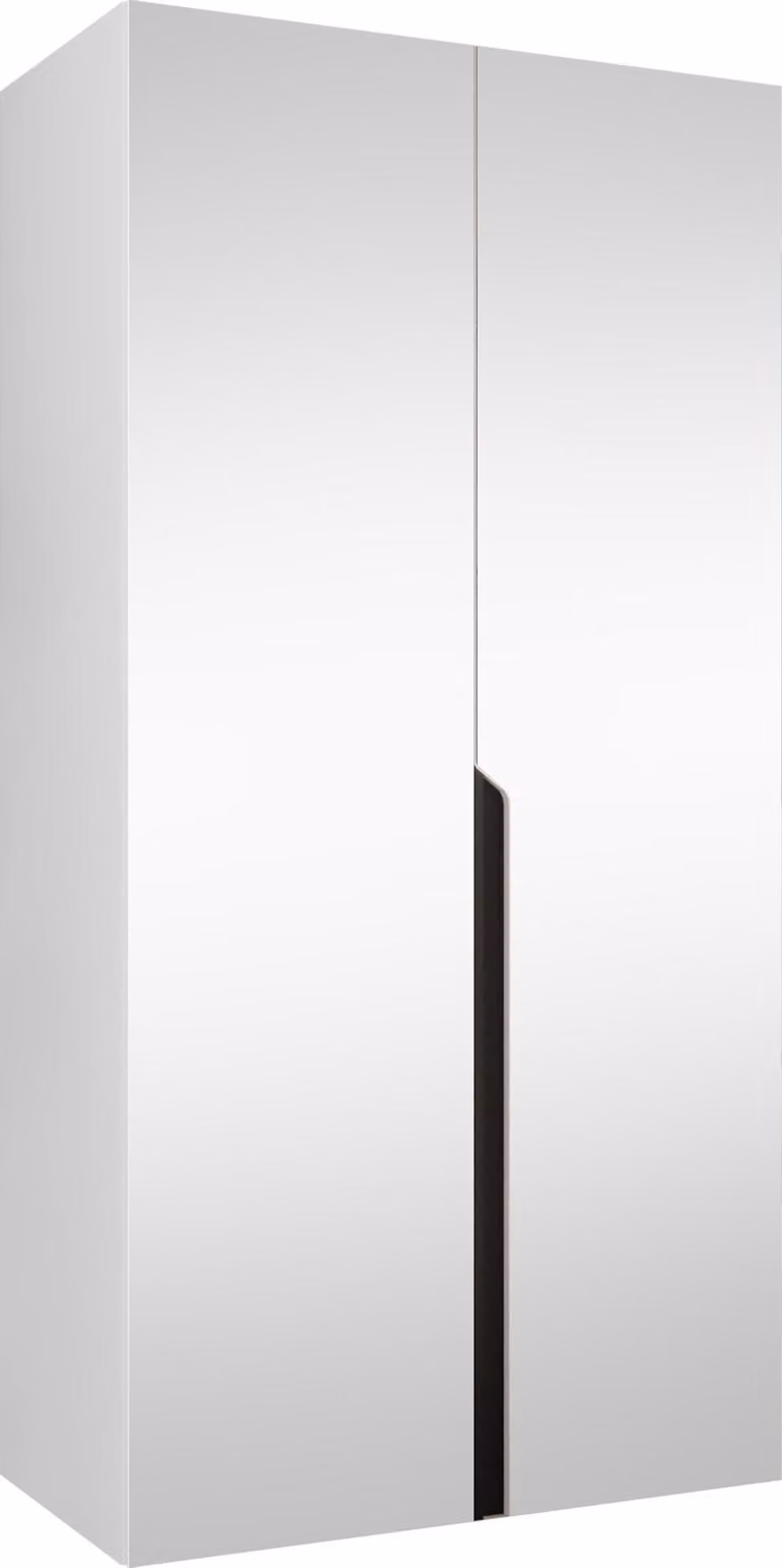 MIRJAN24 Armadio Mila 3 100 con specchio, camera da letto, armadio, con due ante a battente e asta appendiabiti, moderno, armadio guardaroba (colore: bianco + nero)