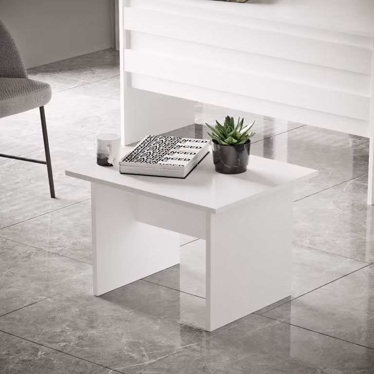 Skye Decor, Vo2-W, tavolino da salotto, bianco, 100% pannelli di particelle rivestiti in melamina, 60 x 46,3 x 50 cm