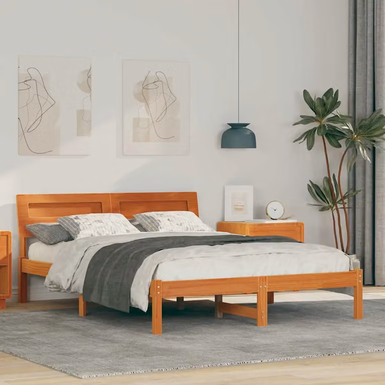 Struttura del letto moderna vidaXL in legno di pino massello marrone cerato L/P: 200 x 120 cm
