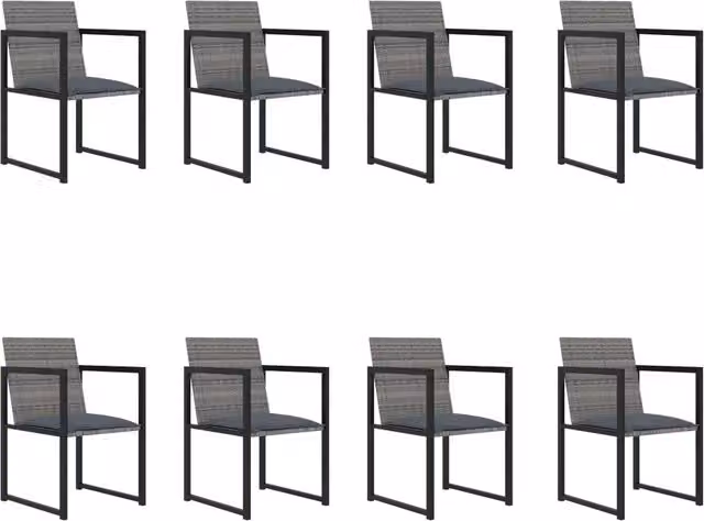 Set da Pranzo da Giardino 9 pz con Cuscini in Polyrattan Grigio 313119