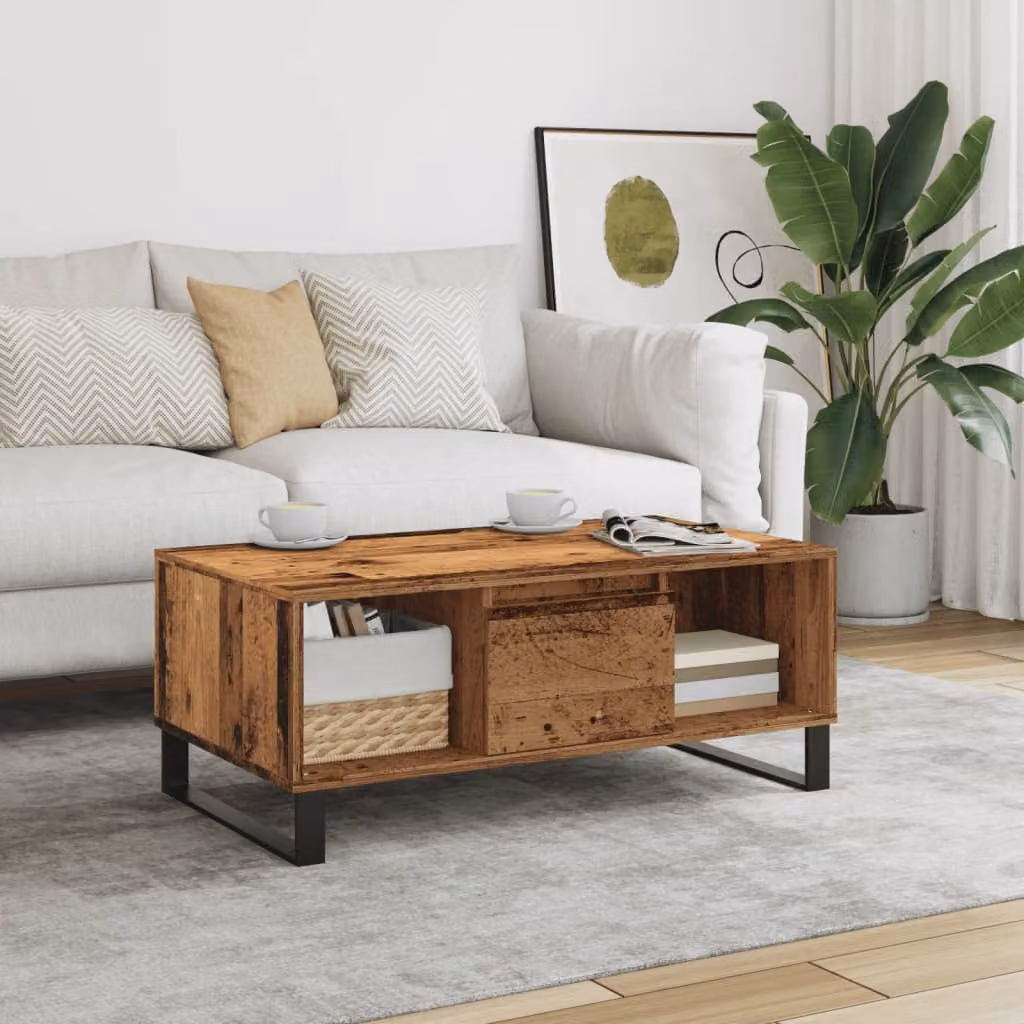 vidaXL Tavolino da Salotto Rettangolare in Legno Antico Marrone L: 90 cm, P: 50 cm, H: 36,5 cm
