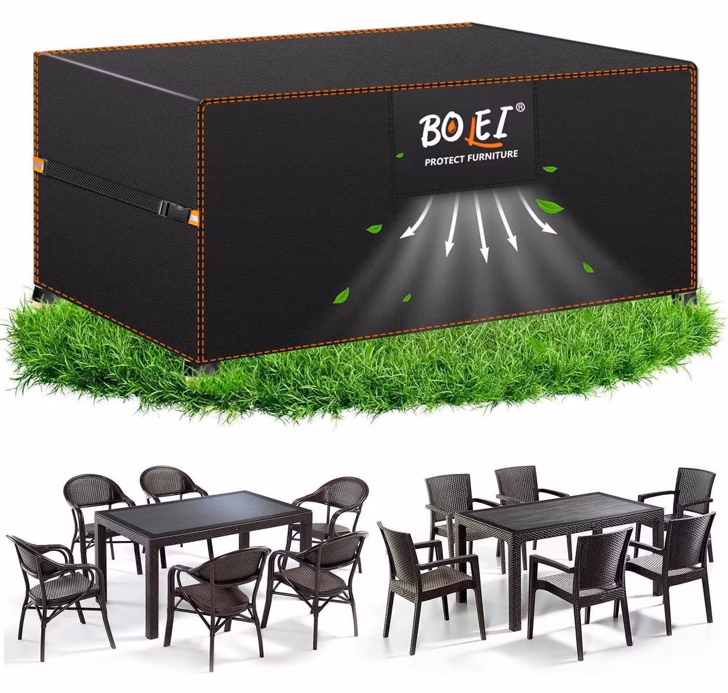 Copertura per mobili da giardino, resistente alle intemperie invernali, dimensioni 125x63x74 cm, tessuto Oxford 420D, impermeabile, con sistema di ventilazione