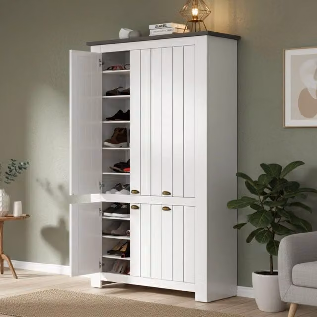 Mobile Portascarpe Apricena, Scarpiera 60 Paia Made in Italy, 114x42x200h cm Grigio Ardesia