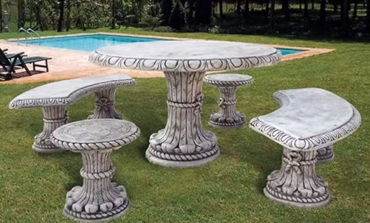 Casa Padrino Set di mobili da giardino e patio barocco grigio