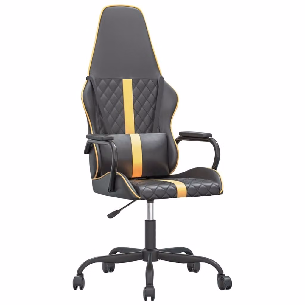 Sedia da Gaming Nera e Oro in Pelle finta