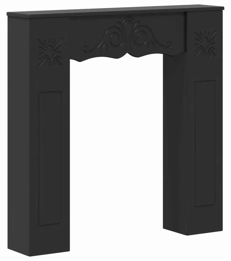 Cornice per camino, colore nero, dimensioni 102 x 20 x 102 cm, realizzata in materiale composito di legno