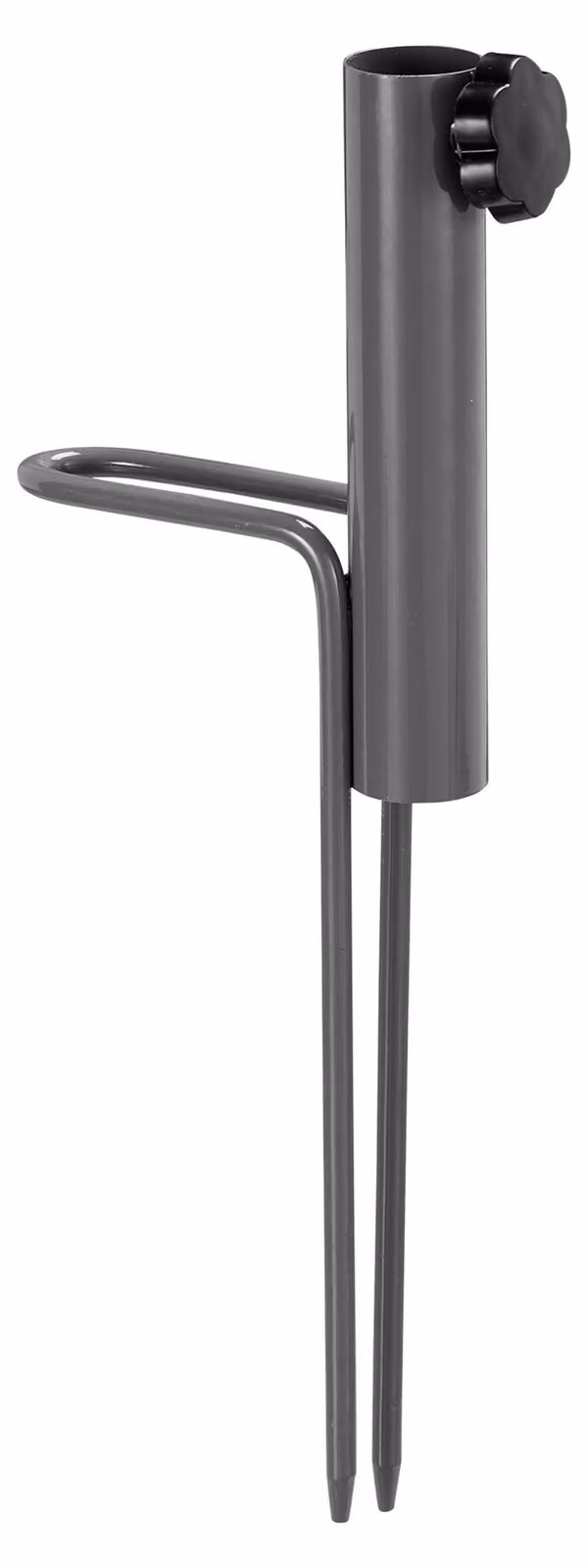 Relaxdays Rasendorn, con impugnatura, per ombrellone, per pali di diametro 17-23 mm, campeggio, spiaggia, acciaio, supporto per ombrellone, grigio