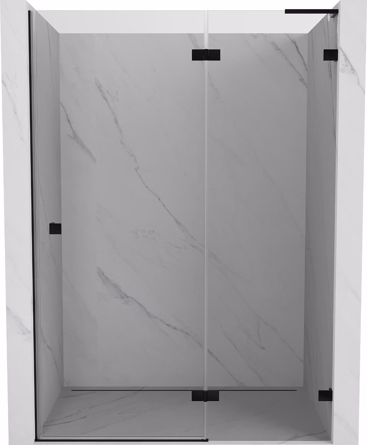 Mexen Lunar L porta doccia a battente destra 130 cm, trasparente, nero - 834L-130-000-70-00-P